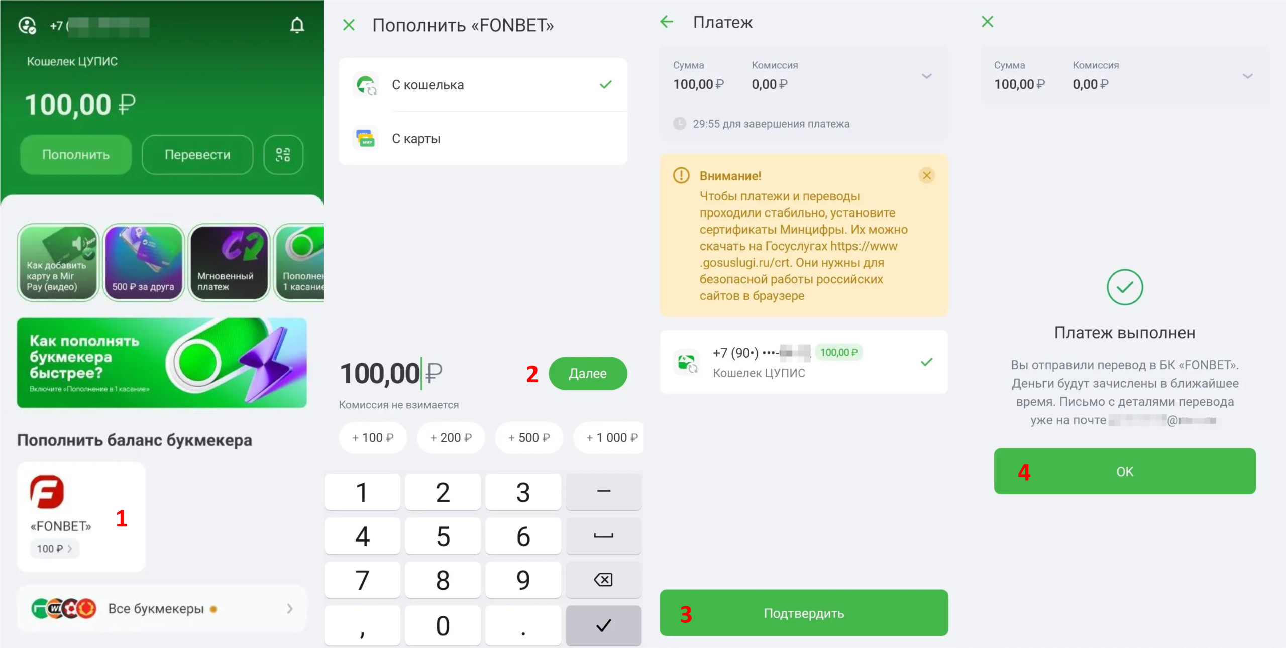 Пополнение Фонбет из Кошелька ЦУПИС