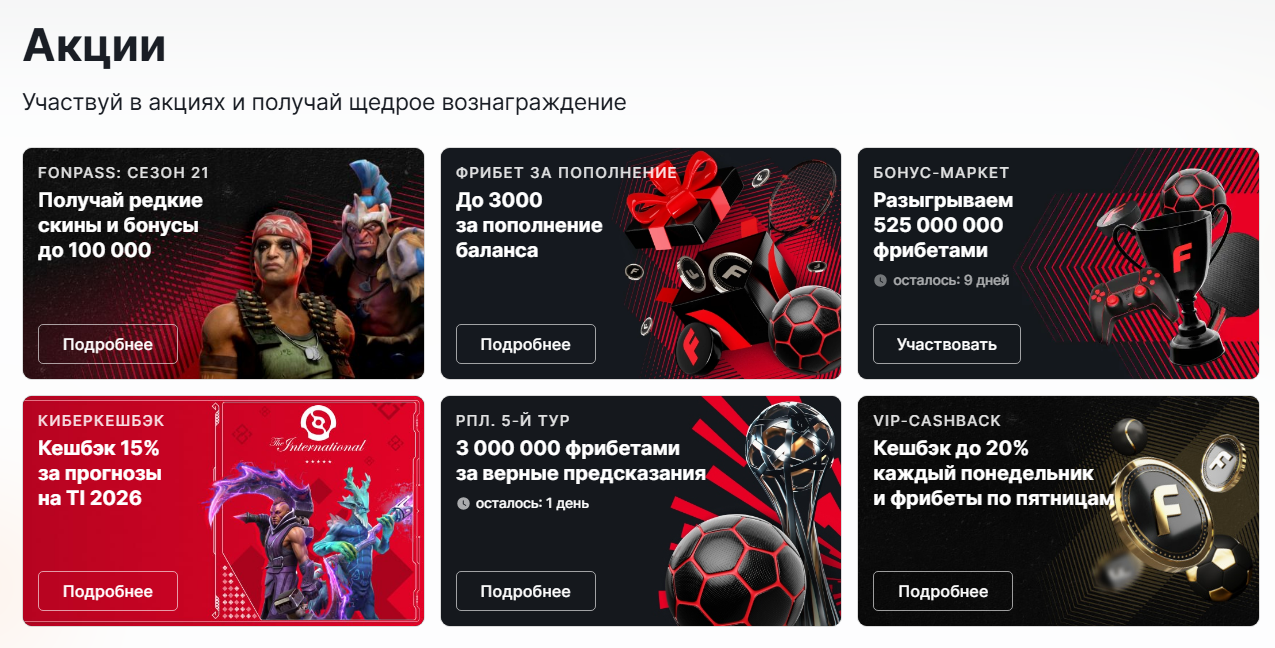 Беспроигрышные ставки в акциях Фонбет