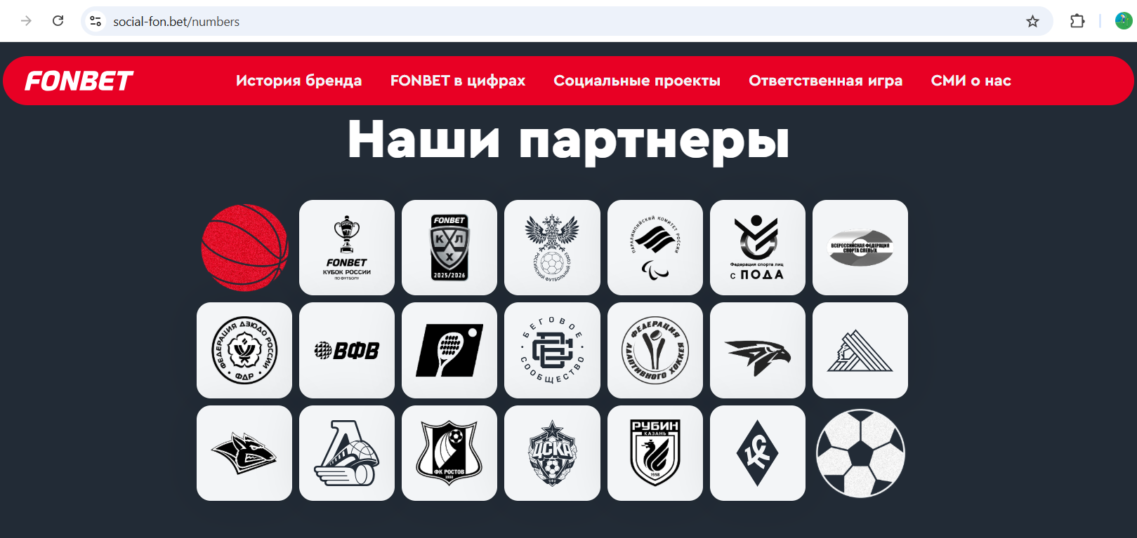 Клубы турниры и федерации партнёры Фонбет