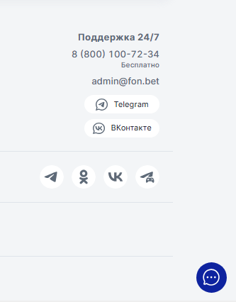 Контакты службы поддержки Фонбета