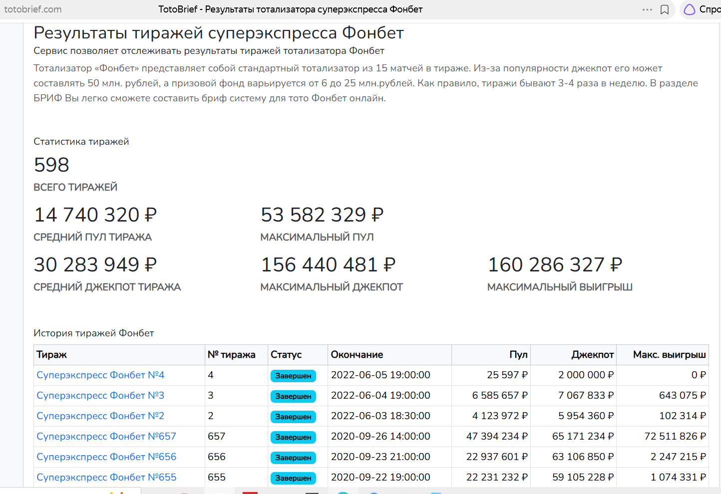 Архив тиражей суперэкспресса Фонбет