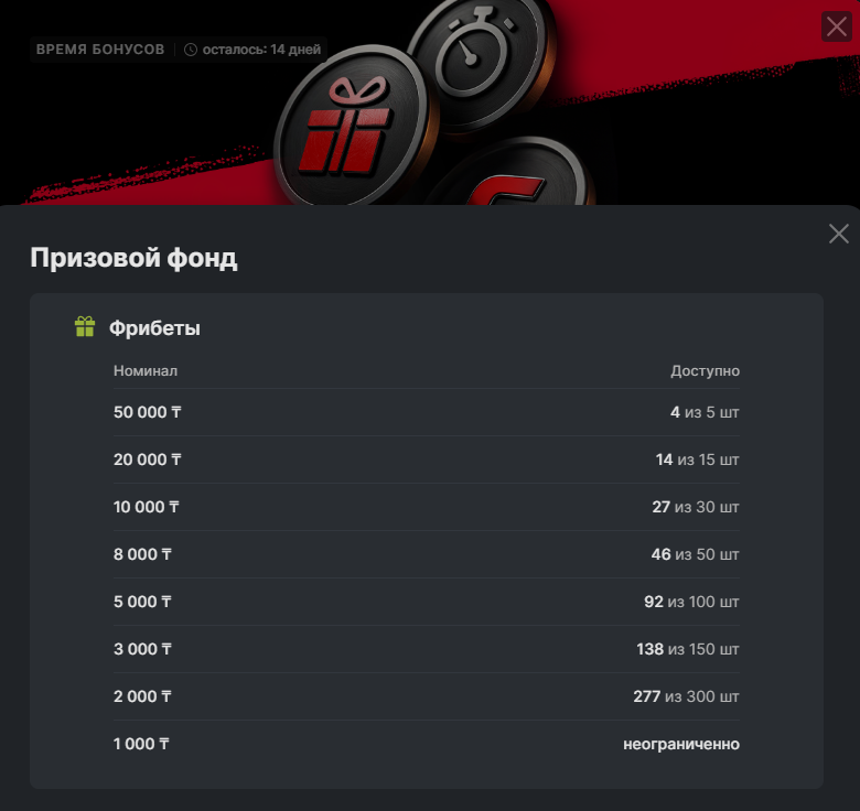 Номиналы фрибетов акции Время бонусов