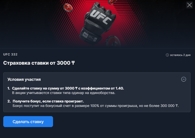 Условия страховки ставки на единоборства